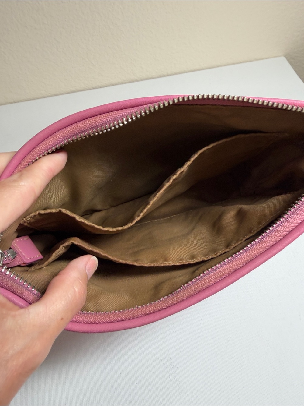 Coach Pink Leather Cosmetic Pouch - Picture 13 of 14